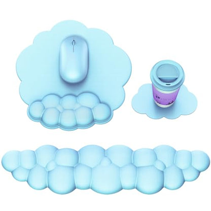MOKURU Cloud Mouse Pad with Wrist Rest, Cloud Keyboard Wrist Rest, Mouse Pad Wrist Support, Ergonomic Cloud Keyboard Mouse Wrist Support (Blue) - color: Blue