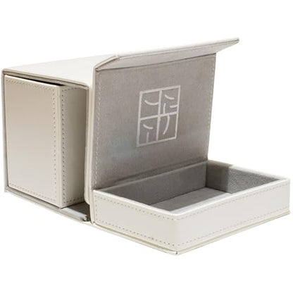 Card Deck Box for Trading Cards Battle Fits 60+ Double-Sleeved Cards anti-loss design for Dice tray and Accessories (white) - color: white