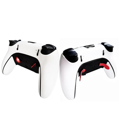 12 in 1 Interchangeable Thumbsticks & Metal Back Paddles Replacement Parts for PS5 DualSense Edge Controller, 6 Silicone Analog Joystick Caps, 4 Paddles Trigger Buttons,2 Base Rings (Red) - color: Red