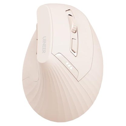 Uineer Vertical Ergonomic Mouse, Wireless Bluetooth Mouse, 3-Device,Quiet | Switch among 3 devices; side scroll wheel supports horizontal navigation for documents and spreadsheets. - color: Pink