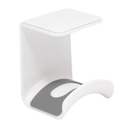 1Pcs White ABS Plastic Headphone Stand Hanger, Hanging Headset Holder Hook Under Desk, Adhesive Earphones Hangers for Desk Headphone Hanger, Most Headphones and Controller