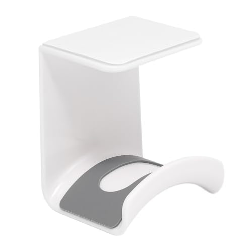 1Pcs White ABS Plastic Headphone Stand Hanger, Hanging Headset Holder Hook Under Desk, Adhesive Earphones Hangers for Desk Headphone Hanger, Most Headphones and Controller