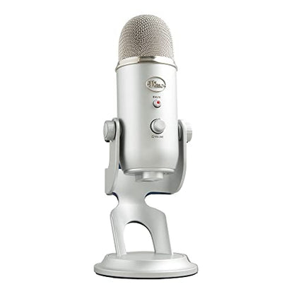 Logitech Creators Blue Yeti USB Microphone for PC, Mac, Gaming, Recording, Streaming, Podcasting, Studio and Computer Condenser Mic with Blue VO!CE Effects, 4 Pickup Patterns, Plug and Play - Silver | Tri-Capsule Condenser USB Mic, 4 Pickup Patterns, Bidi