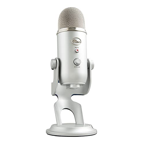 Logitech Creators Blue Yeti USB Microphone for PC, Mac, Gaming, Recording, Streaming, Podcasting, Studio and Computer Condenser Mic with Blue VO!CE Effects, 4 Pickup Patterns, Plug and Play - Silver | Tri-Capsule Condenser USB Mic, 4 Pickup Patterns, Bidi