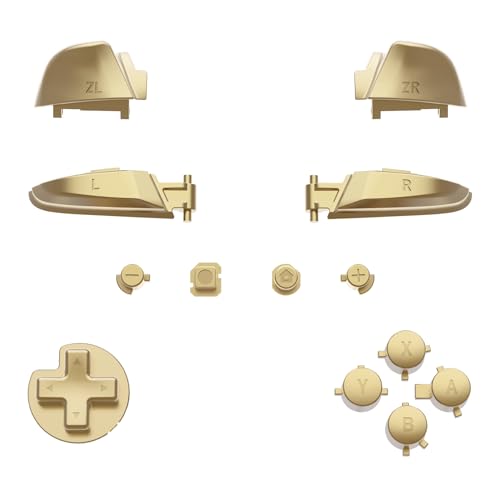 eXtremeRate Metallic Champagne Gold Repair ABXY D-pad ZR ZL L R Keys for Nintendo Switch Pro Controller, DIY Replacement Full Set Buttons for Nintendo Switch Pro Controller - Controller NOT Included - color: Champagne Gold