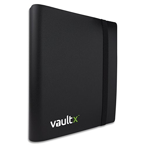 Vault X 4 Pocket Strap Trading Card Binder 160 Cards Side Loading (Black) | Holds 160 standard-size TCG cards in 20 side-loading 4-pocket pages. Padded, water-resistant cover. - color: Black