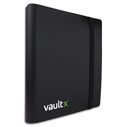Vault X 4 Pocket Strap Trading Card Binder 160 Cards Side Loading (Black) | Holds 160 standard-size TCG cards in 20 side-loading 4-pocket pages. Padded, water-resistant cover. - color: Black