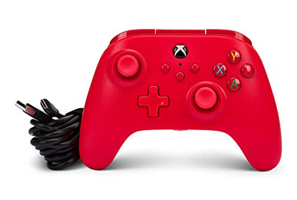 PowerA Wired Controller for Xbox Series X|S - Red, gamepad, video game/gaming controller, works with Xbox One, Officially Licensed - style: Red