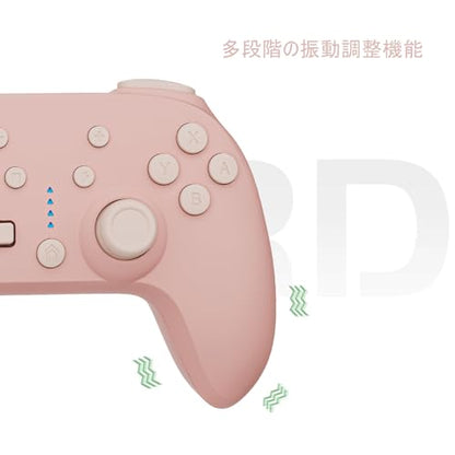 QRD Junior E5 Wireless Controller for Switch/Lite/OLED/Switch 2 Windows PC Mac iOS Android,6 Axis Gyro,TURBO (Switch Controller Pink) - color: Switch Controller Pink