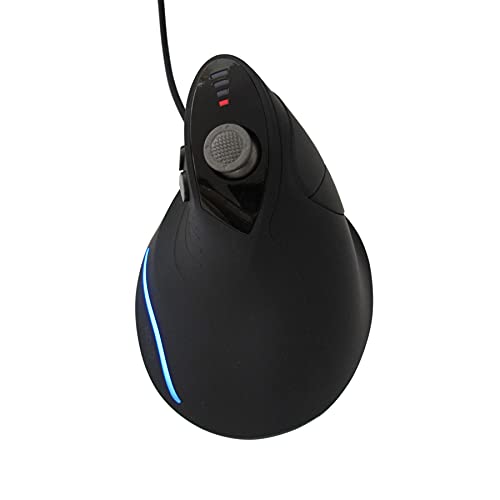 MOJO Silent Vertical Gaming Mouse - Ergonomic Mouse for PC Gaming w/ 4 Directional Joystick Buttons, Adjustable DPI (1000-10000), Custom Software, Macros, and More - style: Wired Vertical