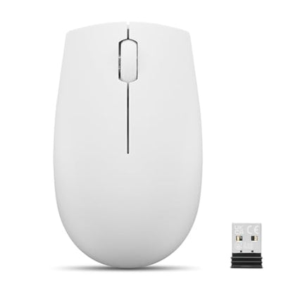 Lenovo 300 Wireless Mouse – Computer Mouse for PC, Laptop with Windows – Ambidextrous Design – 2.4 GHz Nano USB Receiver – 12 Month Battery Life - color: Cloud Grey