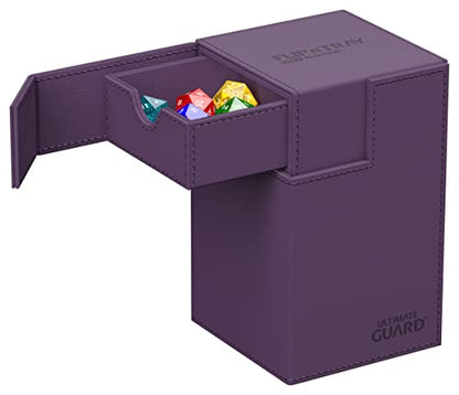 Ultimate Guard Flip'n'Tray 100+, Deck Case for 100 Double-Sleeved TCG Cards + Dice Tray, Purple, Independent Magnetic Closure & Microfiber Inner Lining - color: Purple, size: 100+