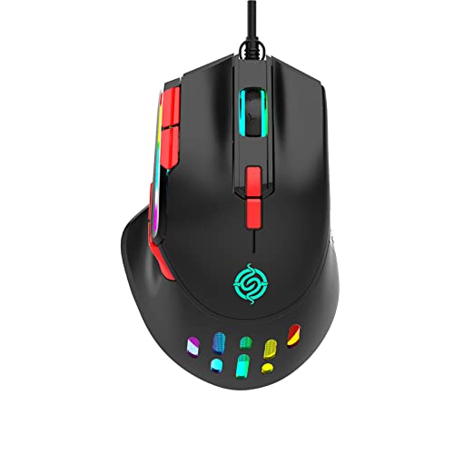 RGB USB Gaming Programming 6400DPI 9 Buttons Programmable Ergonomic for Mice PC Computer USB Gaming Programmable - color: Black