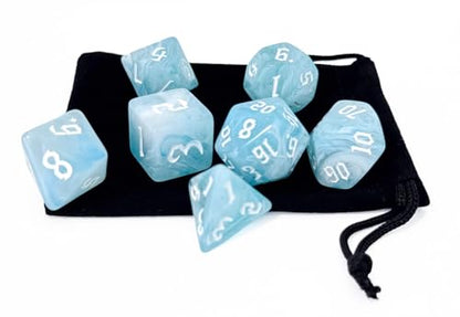 Blue DND Dice Set of 7pcs (Summer Blue) | Polyhedral Dice Set for TTRPGs, Dungeons and Dragons, Role Playing Games and Other Table Games– D20 System Dice - color: Summer Blue