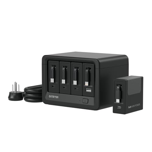 12-in-1 Desktop Charging Station with 3 Retractable Type-C Charger Blocks, 1 Micro Charger and 1 Lightning Charger, 4 USB C Ports, 160W Fast Charging Hub with 33.5in Cable for Multiple Devices - size: With 1 Micro , 1 Lightning , 3 Type-C Chargers