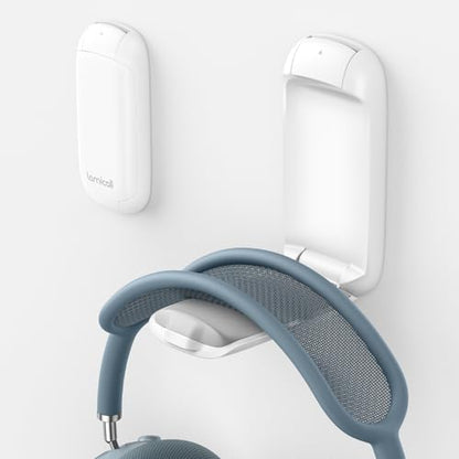 Lamicall Headphone Stand, Sticky Headset Holder - Foldable Headphone Holder Hook Mount, Adhesive Headset Hanger Clip Under Desk, Earphone Clamp for Airpods Max, HyperX, Sennheiser, White - color: White