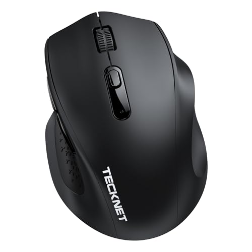 TECKNET Wireless Mouse for Laptop, (BT5.2/3.0 & 2.4G) Bluetooth Wireless Mouse, Silent Click, 5-Level Adjustable DPI, Ergonomic Portable Computer Mice for Laptop, PC, MacBook, Chromebook - color: Black