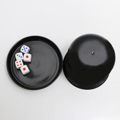 2 Set Plastic Dice Cup with Lid and Dice Professional Dice Shaker Cup for KTV Bar Clubs Game Party Favor, 2pcs Cups & 10pcs Dices (Black)