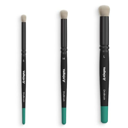 Vallejo - Dry Brush Set | Natural Hair Detailing Brushes | Set for Miniature Model Painting | Sizes Small, Medium, Large | Lightweight and Ergonomic Wooden Handles | Art Supplies - style: Dry Brush Set