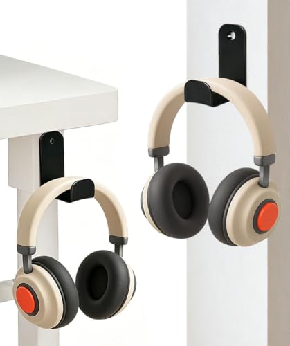 Headphone Stand, Adhesive Headphones Holder with Rubber Pad, Sticky Headset Hook for Desk or Wall, Headsets Hanger with Screws, Gaming Desk Accessories for All Headphone - color: Basic, size: 2 Pack