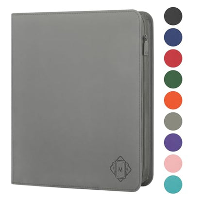 Premium Card Binder 12 Pocket for 720 Pockets Trading Card Binder, PU Zipper Card Collection Album, Sturdy Side-Loading Card Book Holder for MTG, TCG, Game Cards, Sports Cards - color: 12 Deep gray