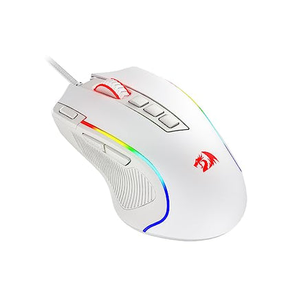 Redragon M612 Wired RGB Optical Gaming Mouse 8000 DPI Remapping Keys | Cable-Free 0 Delay, Redefine Keybinding Macro, Vibing Backlight, Ergonomic Grip Body Comfort - color: White, style: Wired
