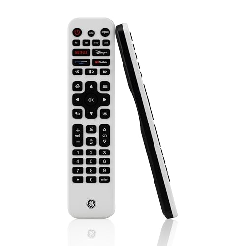 GE Rechargeable TV Remote Control, Universal Remote Control, Backlit | Samsung TV Remote Control Replacement for Smart TVs, Apple TV, Sony, Roku Replacement Remote, LG TV, 4-Device, 80984