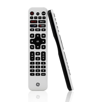 GE Rechargeable TV Remote Control, Universal Remote Control, Backlit | Samsung TV Remote Control Replacement for Smart TVs, Apple TV, Sony, Roku Replacement Remote, LG TV, 4-Device, 80984