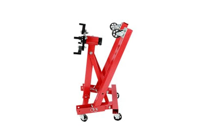 Auto Repair Rebuild Steel Engine Stand Folding Motor Hoist Dolly Mover Jack with 360 Degree Rotating Head, 3000 LB Capacity, Red