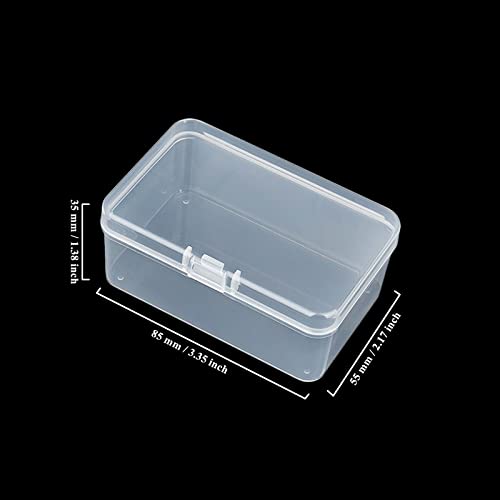 20 Pack Rectangular Mini Clear Plastic Storage Containers | Hinged Lid, For Beads and Small Craft Items, 3.35 x 2.17 x 1.38 inch - size: 3.35 x 2.17 x 1.38 inch