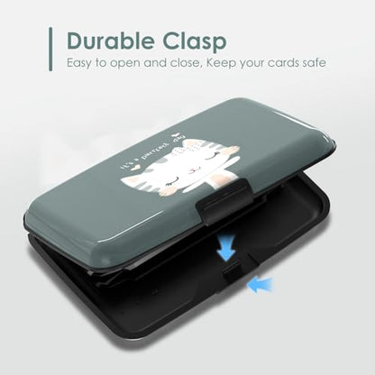 Mini RFID Blocking Credit Card, Cute Cat Wallet Credit Cards Holder Business Card Case Aluminum Metal Travel ID Case for Men Women - color: Cute Cat