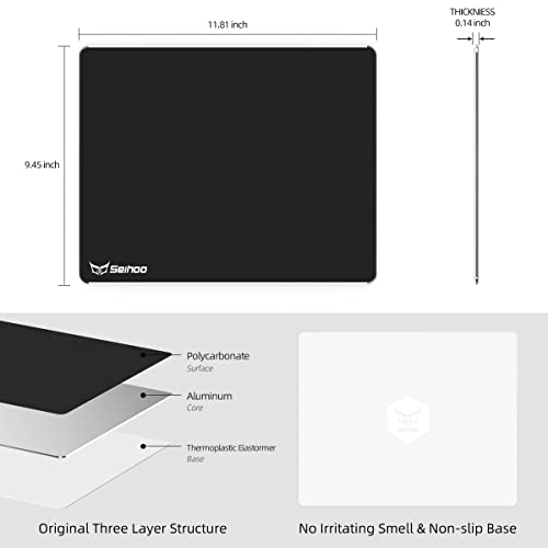 Metal Aluminum Mouse Pad Premium Hard Double Side Waterproof Ultra Smooth Office Supplies Blap Mousepad Fast and Accurate Control for Office and Game Laptop (Black, 11.81X9.45in) - color: Metal Aluminum-Black, size: 11.81x9.45in
