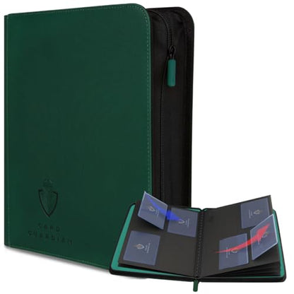 Card Guardian - Toploader 4 Pocket Premium Binder with Zipper for 160 Cards - Side Loaded Pockets - Compatible with Sports and Trading Cards TCG (Green) | Fits 160 Cards, Side Loaded Pockets, Compatible with Sports and Trading Cards - color: Green