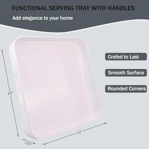 Square White Serving Tray, Ottoman Tray for Coffee Table - color: S-white, size: 13" x 13" x 1.6"