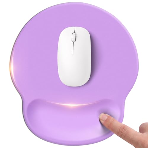 Mouse pad with Wrist Rest,Relieving Pain Memory Foam Computer pad, Ergonomic Desktop Mouse, Silicone Material Mouse pad, with Non-Slip PU Base (Purple) - color: purple