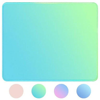 Bloss Small Mouse Pad, Non-Slip Desk Pad Mat, Mat for Keyboard and Mouse, Mint Green to Blue Desk Mousepad with Stitched Edges, Gaming Mouse Pad(11.8 x 9.8 Inches / 3mm) - color: Mint Green, size: 11.8L x 9.8W inches