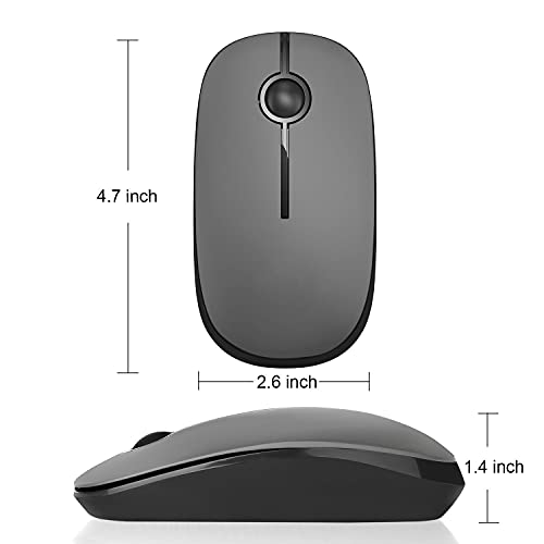 Unipows Wireless Mouse-2.4G Slim Portable Computer Mouse, Black and Gray | Nano Receiver, Less Noise Mobile Optical Mice for Notebook, PC, Laptop, Desktop - color: Black and Grey