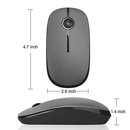 Unipows Wireless Mouse-2.4G Slim Portable Computer Mouse, Black and Gray | Nano Receiver, Less Noise Mobile Optical Mice for Notebook, PC, Laptop, Desktop - color: Black and Grey