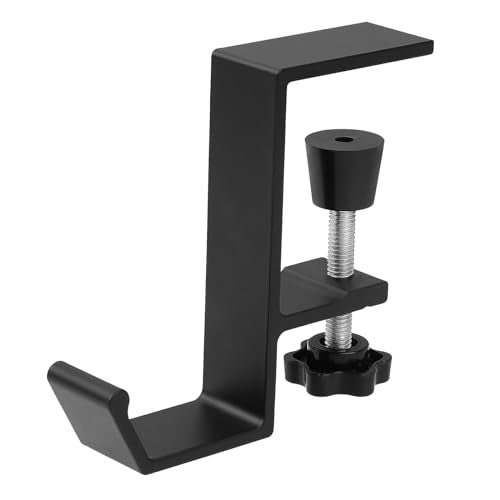Jeffdad Metal Headphone Hook, Headphone Hanger with Single Hooks, Universal Aluminum Alloy Gaming Headphone Stand Under Desk, Non-Slip Adjustable Desk Headphone Hanger Hook
