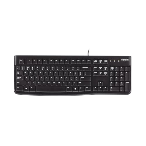 Logitech K120 Full Size Wired Keyboard USB Plug-and-Play Windows - Black