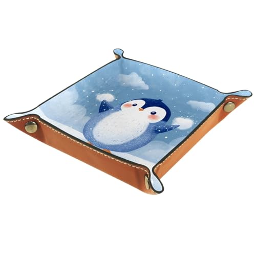 Cute Penguin Dice Rolling Tray PU Leather DND & RPG Dice Mat, Portable Dice Rolling Mat Case Storage Box, Folding Scroll Dices Holder Trays for Tabletop Board Game, 6.3"x6.3" - color: Cute Penguin, size: 6.3" x 6.3" x 1.2"