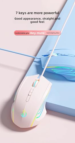 holy sword M800 Wired Gaming Mouse Features a 6-Key RGB Breathing Light and an Adjustable DPI2400 Lightweight Ergonomic Design, Making it Suitable for FPS Gaming and Office use - color: Wired Blue Crack