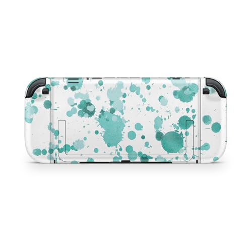 Glossy Glitter Gaming Skin Compatible with Nintendo Switch 2 Console Only - Teal Splatter - Premium 3M Vinyl Protective Wrap Decal Cover - Easy to Apply | Crafted in The USA by MightySkins - color: Teal Splatter, size: Switch 2 Console Skin Only, style: G