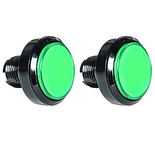 Push Button Micro Switch 46mm Round DC 12V LED Illuminated for Arcade Video Games 2Pcs Green - color: Green