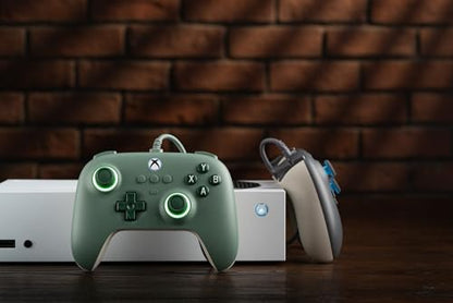 8Bitdo Ultimate C Wired Controller with RGB Lighting Fire Ring - Dark Green | Officially Licensed, Hall Effect Joysticks, Hall Trigger, 3.5mm Audio Jack, for Xbox Series X|S, Xbox One, Windows 10/11 - color: Dark Green