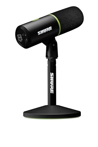 Shure MV6 USB Gaming Microphone for Streaming & Recording | Dynamic USB PC mic with desktop stand, noise cancellation, tap-to-mute and 3.5mm headphone monitoring for gaming - size: 300.5625 cubic inches