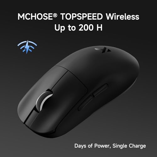 MCHOSE L7 Ultra+ Wireless Gaming Mouse, Lightweight 48g, Ergonomic Mouse with 42K DPI, PAW3950, Optical Switch, 20000 FPS, Dual 8K Polling and 7 Programmable Buttons, 3-Mode Connect, PC/Mac - Black - color: Black