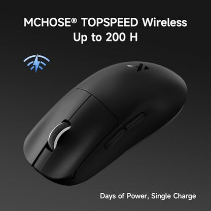 MCHOSE L7 Ultra+ Wireless Gaming Mouse, Lightweight 48g, Ergonomic Mouse with 42K DPI, PAW3950, Optical Switch, 20000 FPS, Dual 8K Polling and 7 Programmable Buttons, 3-Mode Connect, PC/Mac - Black - color: Black