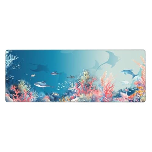 Underwater World Mouse Pad XL Large Mousepad Non Slip Rubber Base Desk Mat for Laptop Computer Gaming 31.5" X 12" - color: Underwater World