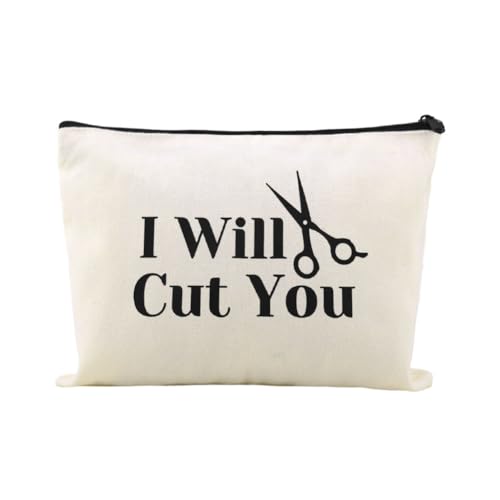 Funny Hairdresser Makeup Bag Hair Stylist Cosmetic Pouch for Barbers Birthday Gift Zipper Travel Toiletry Bag for Hair Salon Artist Appreciation Gifts Hairstylist Travel Cosmetic Organizer - color: Cut You
